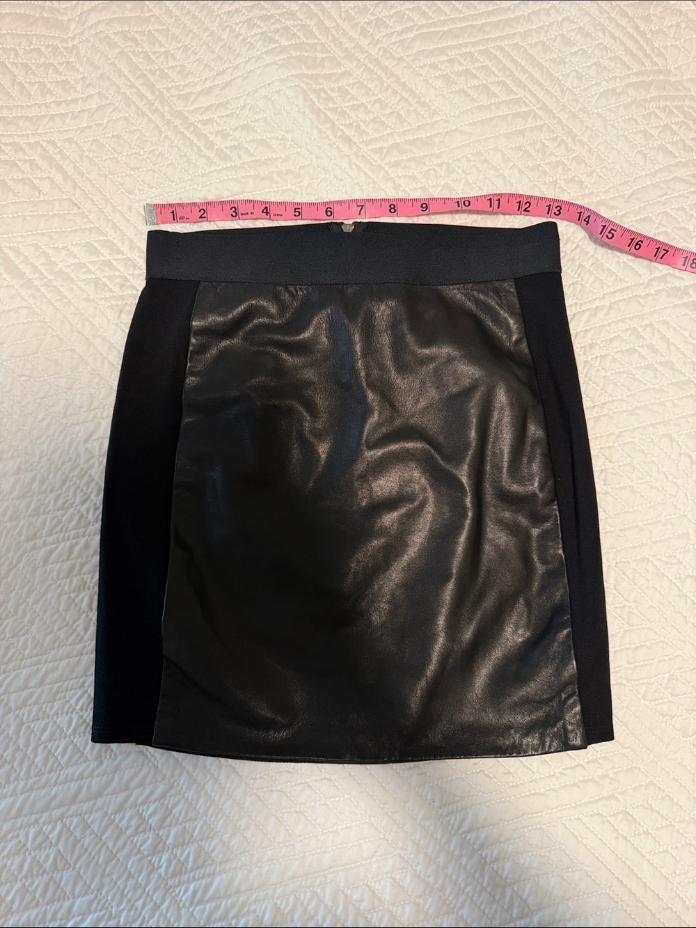 Mason Black Lambskin Leather-Panel Mini Skirt